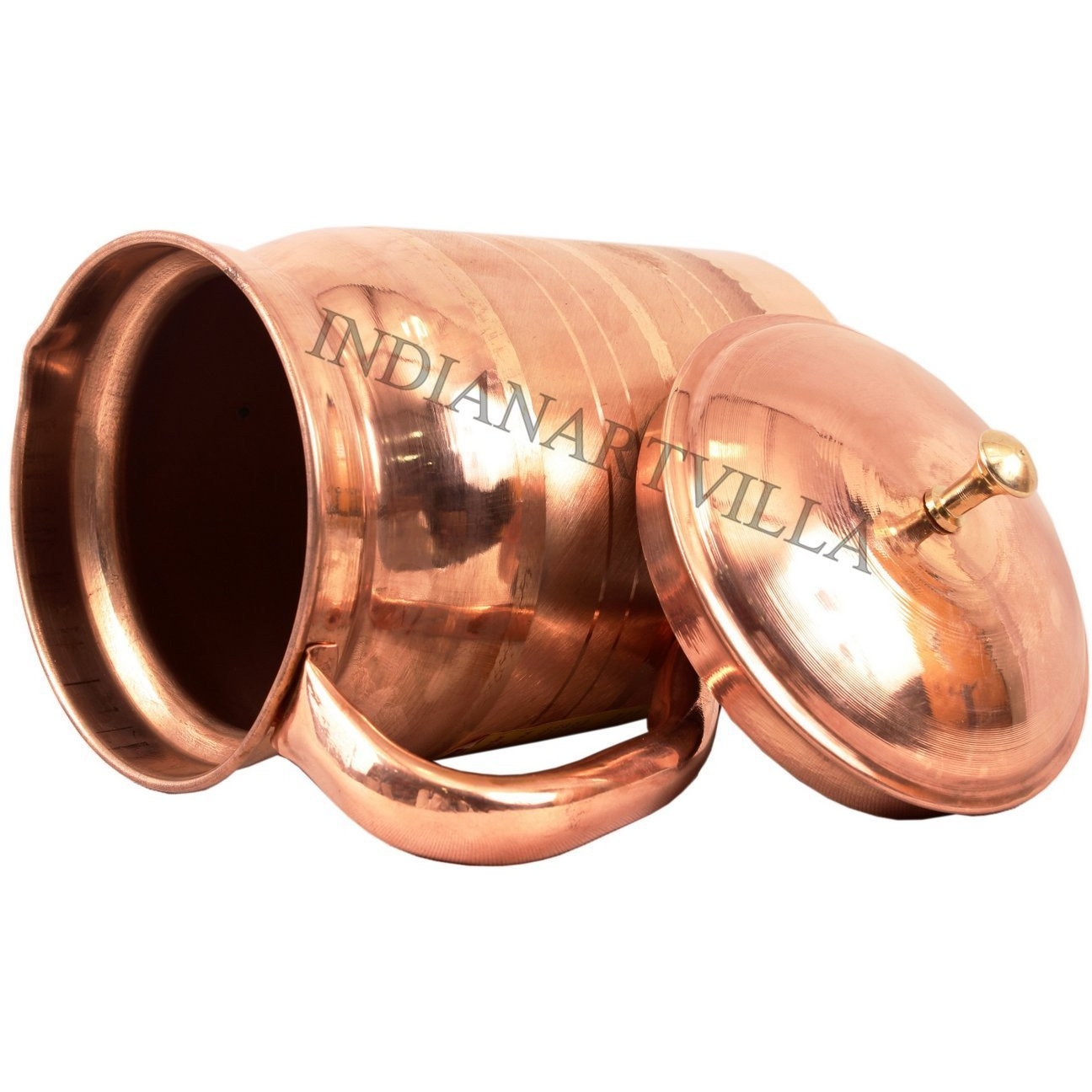 IndianArtVilla Copper Hammered Apex Jug Pitcher Storing & Serving Water 43 OZ