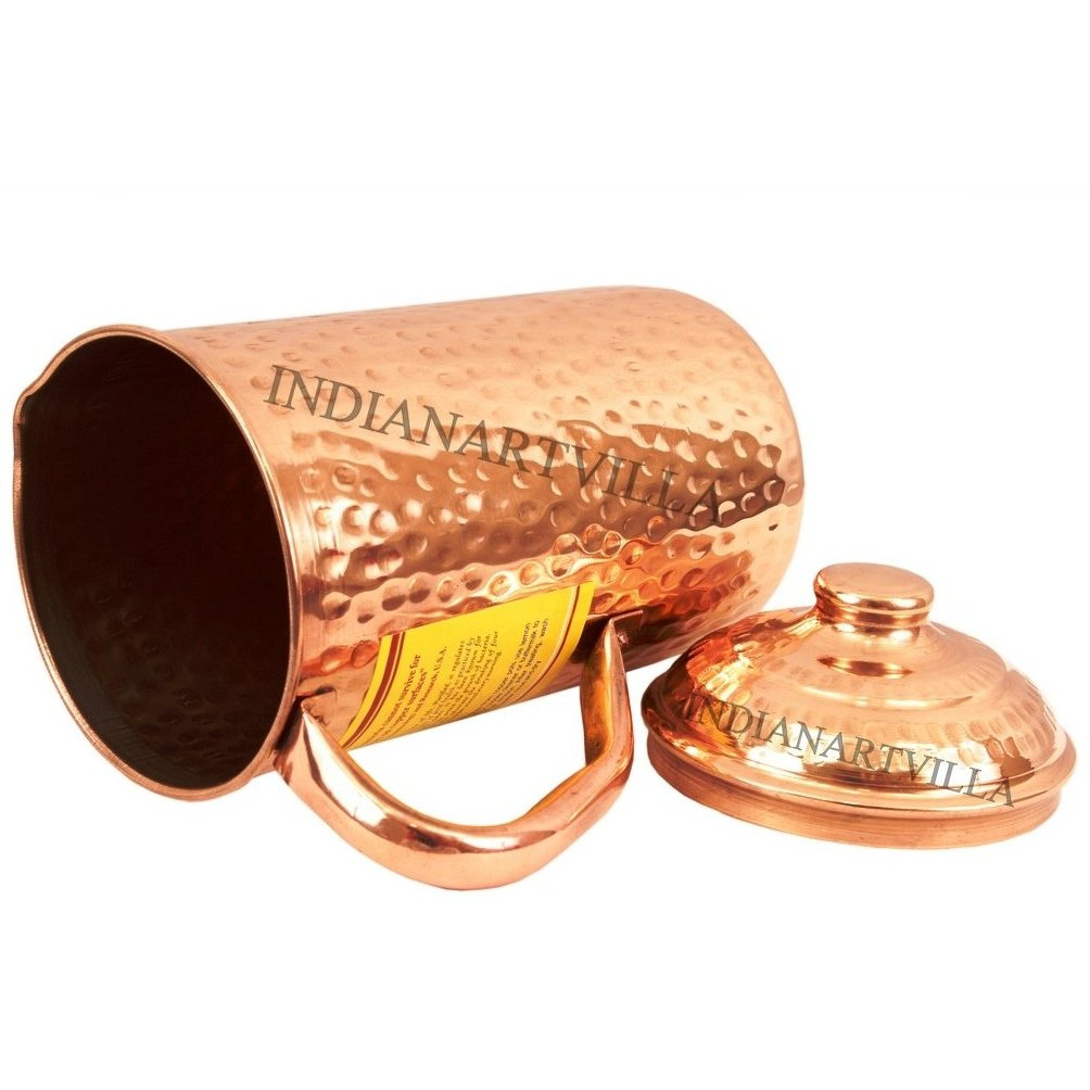 IndianArtVilla Copper Hammered Jug PitcherStorage Water  50 OZ