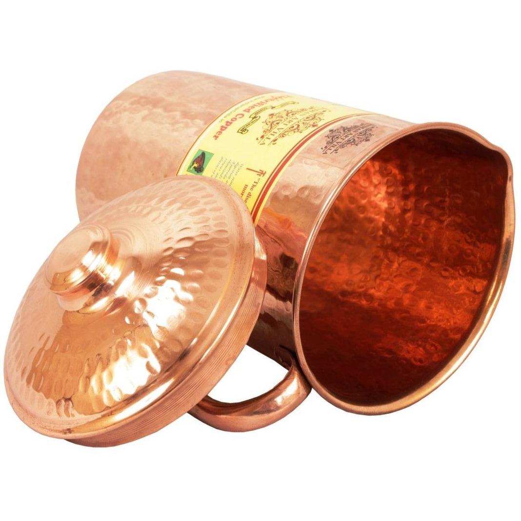 IndianArtVilla Copper Hammered Jug PitcherAyurveda Healing  71 OZ