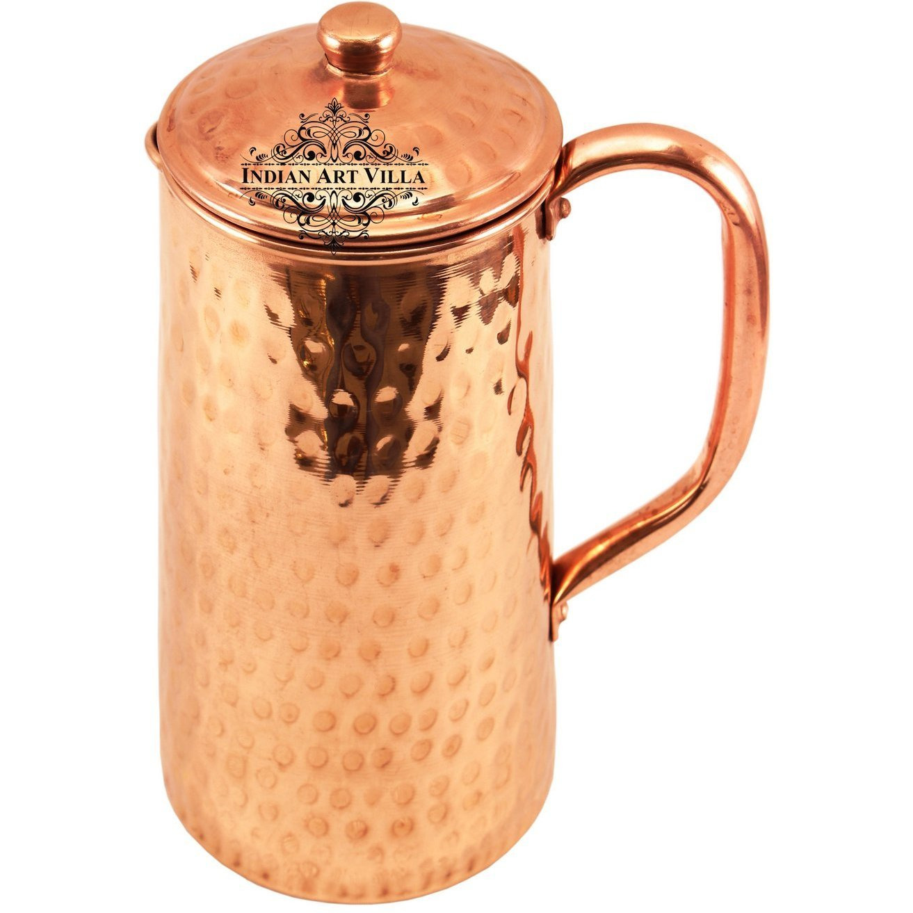 IndianArtVilla Copper Hammered Big Bottom Pyramid Jug Pitcher 27 OZ