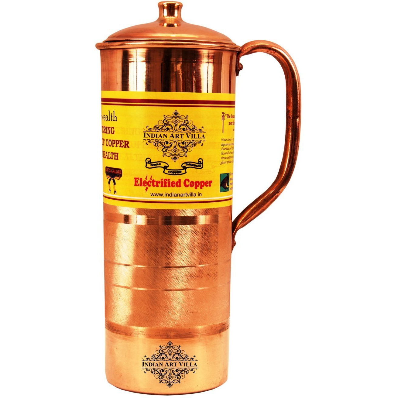 IndianArtVilla Copper Luxury Long Jug PitcherServing Storage Water  33 OZ