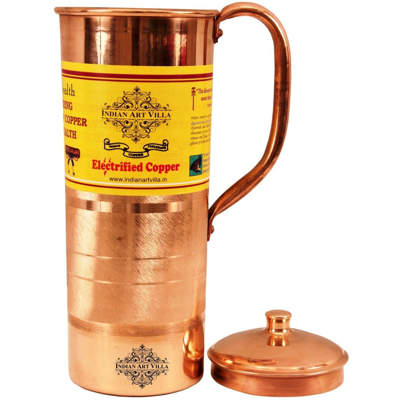 IndianArtVilla Copper Luxury Long Jug PitcherServing Storage Water  33 OZ