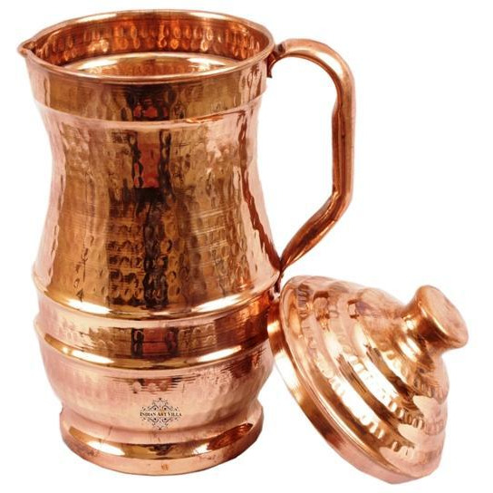IndianArtVilla Copper Hammered Maharaja Jug Pitcher 64 OZ
