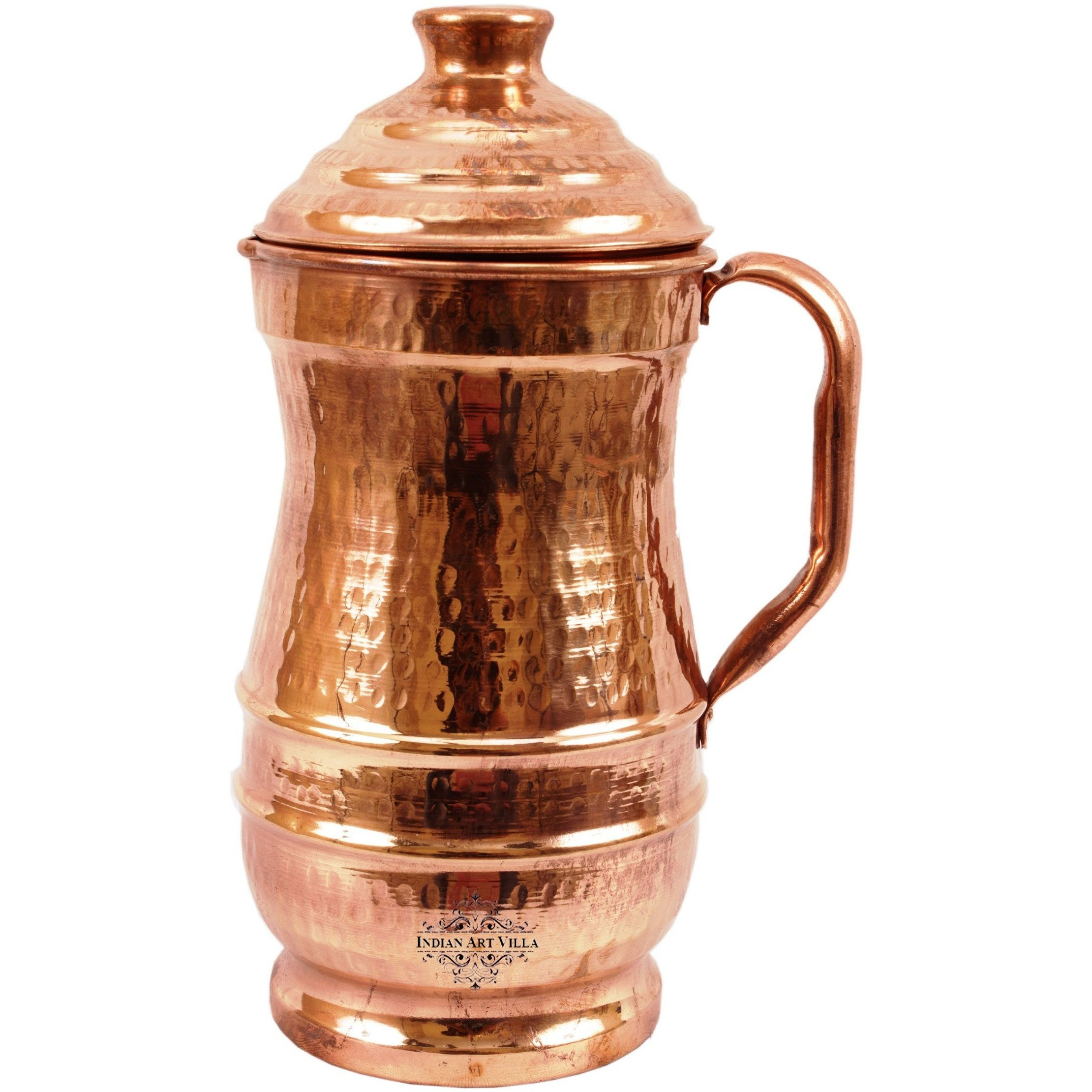 IndianArtVilla Copper Hammered Maharaja Jug Pitcher 64 OZ