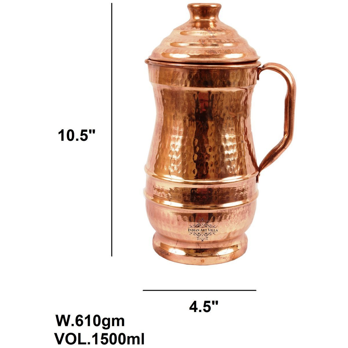 IndianArtVilla Copper Hammered Maharaja Jug PitcherStorage Water 50 OZ