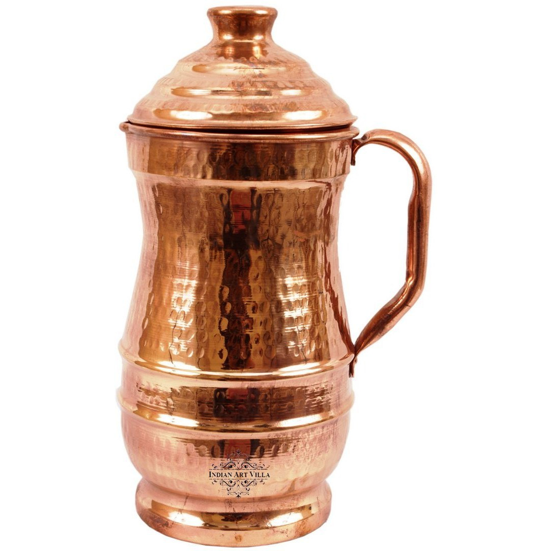 IndianArtVilla Copper Hammered Maharaja Jug PitcherStorage Water 50 OZ