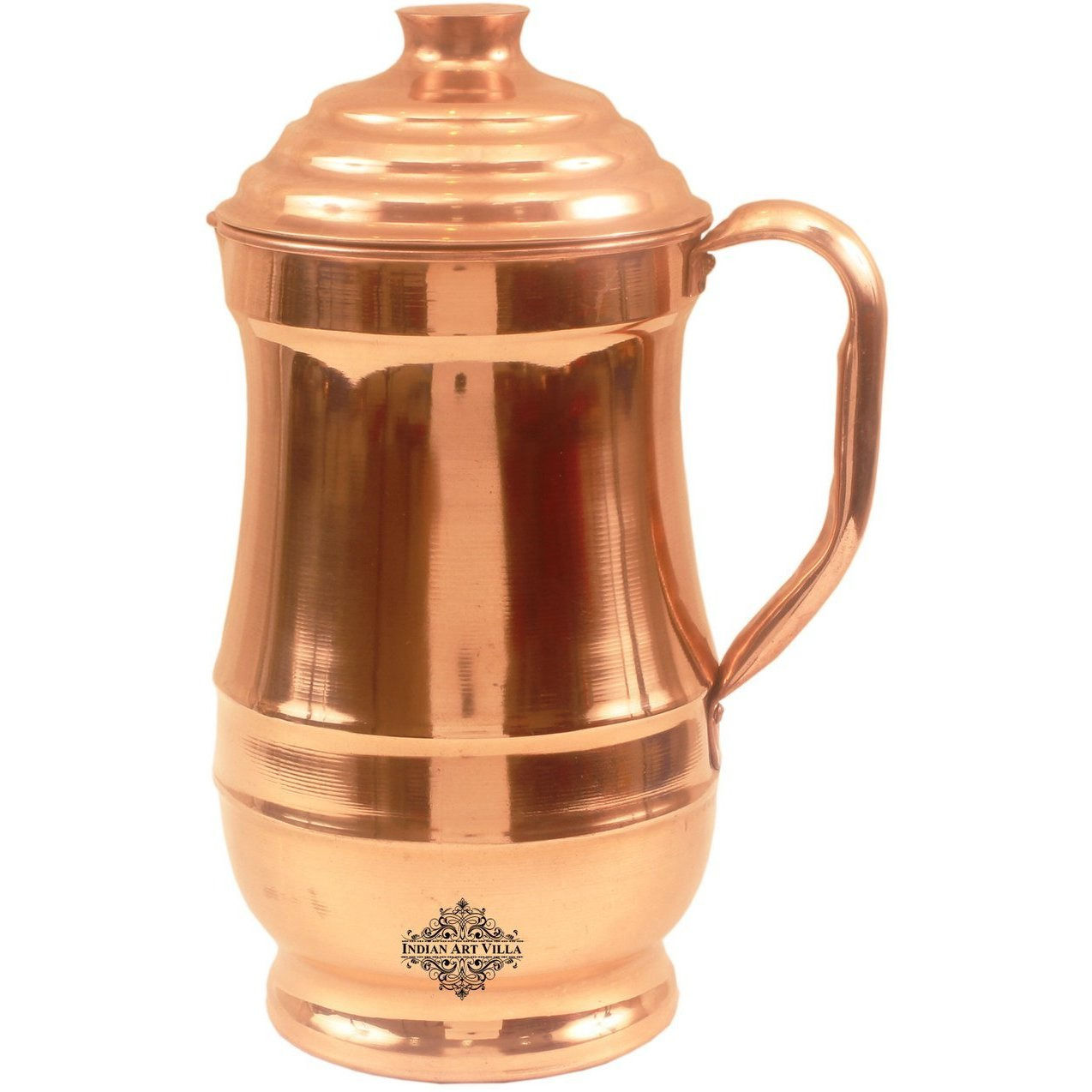 IndianArtVilla Copper Maharaja Jug Pitcher with Lid Serving Water 64 OZ