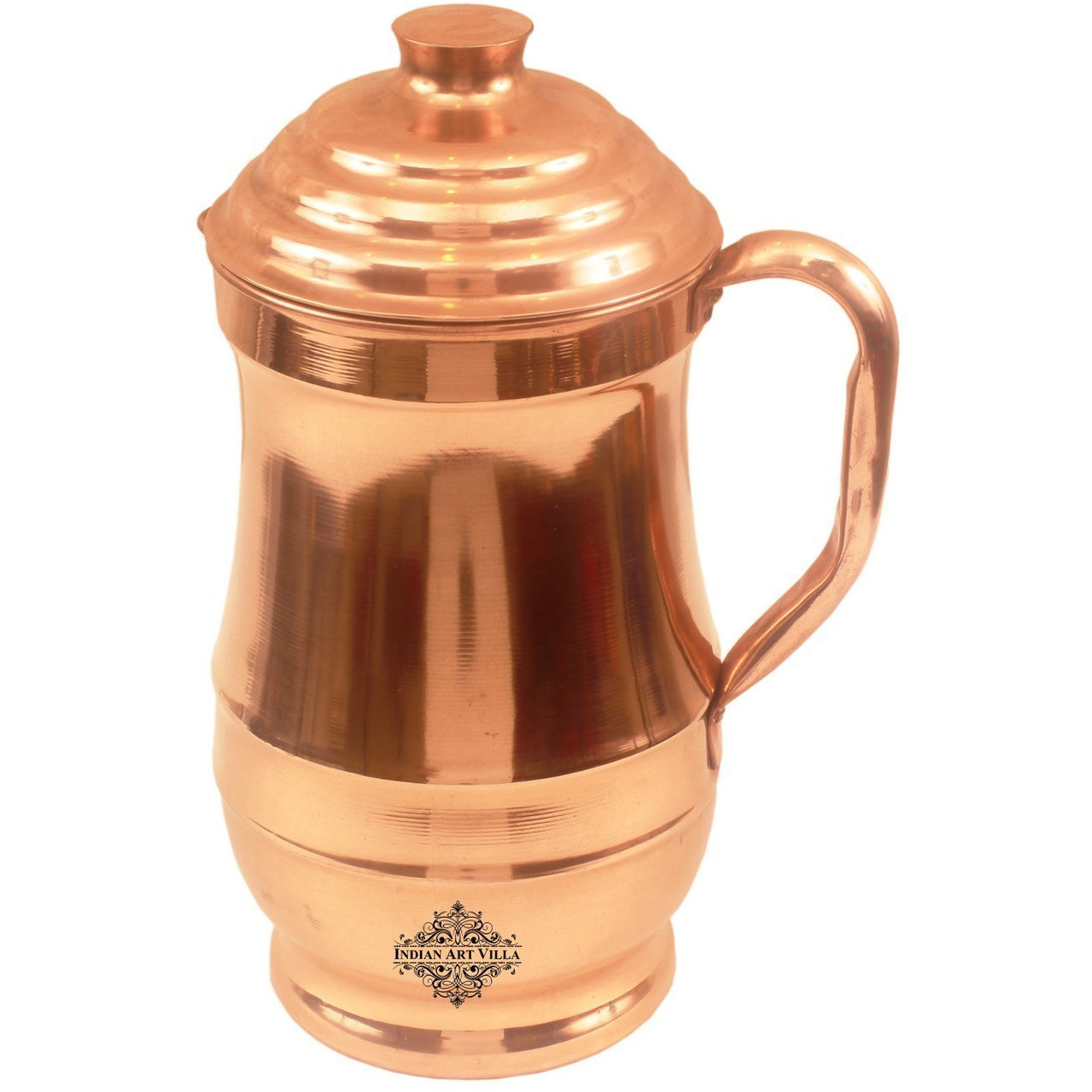 IndianArtVilla Copper Maharaja Jug Pitcher with Lid Serving Water 64 OZ