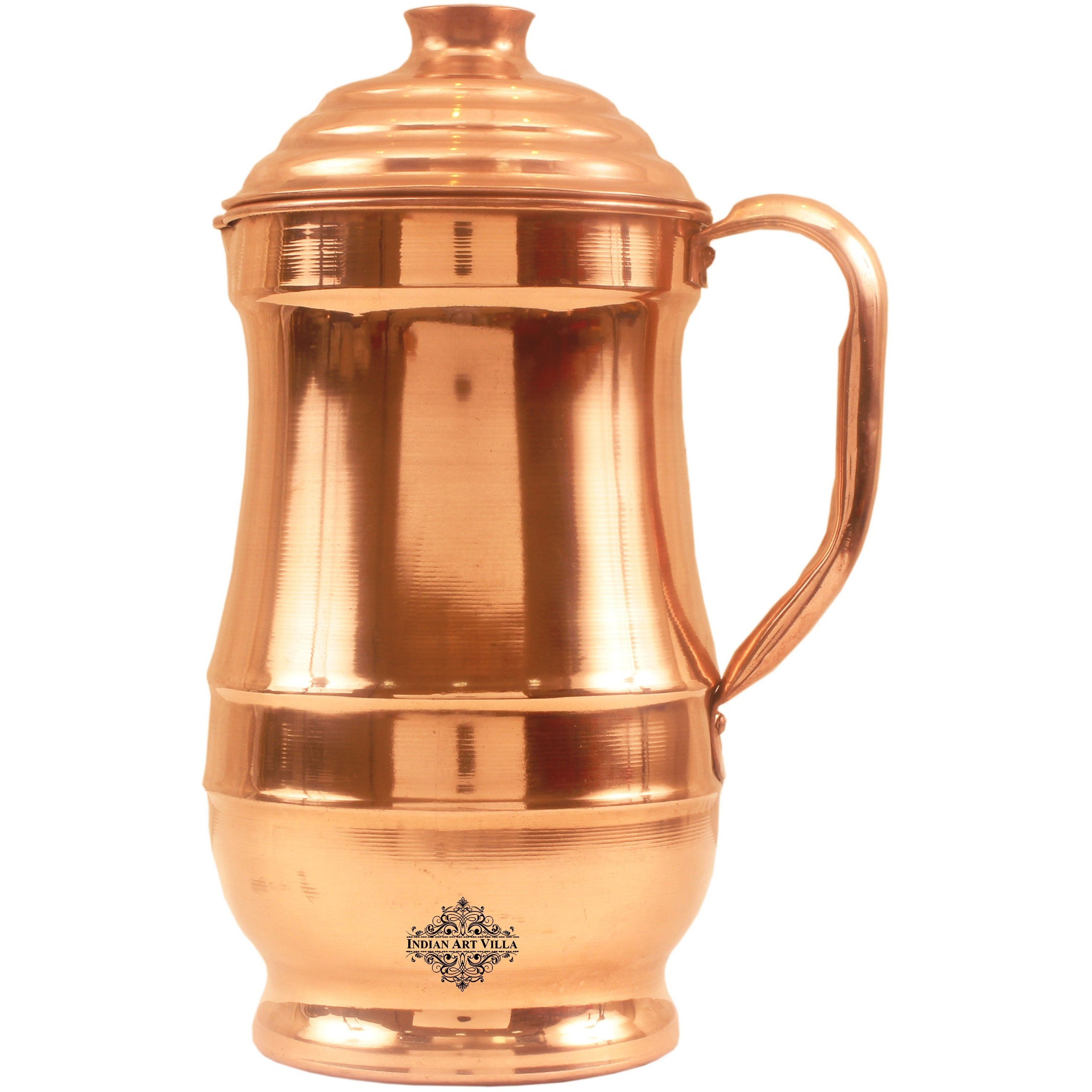 IndianArtVilla Copper Maharaja Jug Pitcher with Lid Serving Water 47 OZ