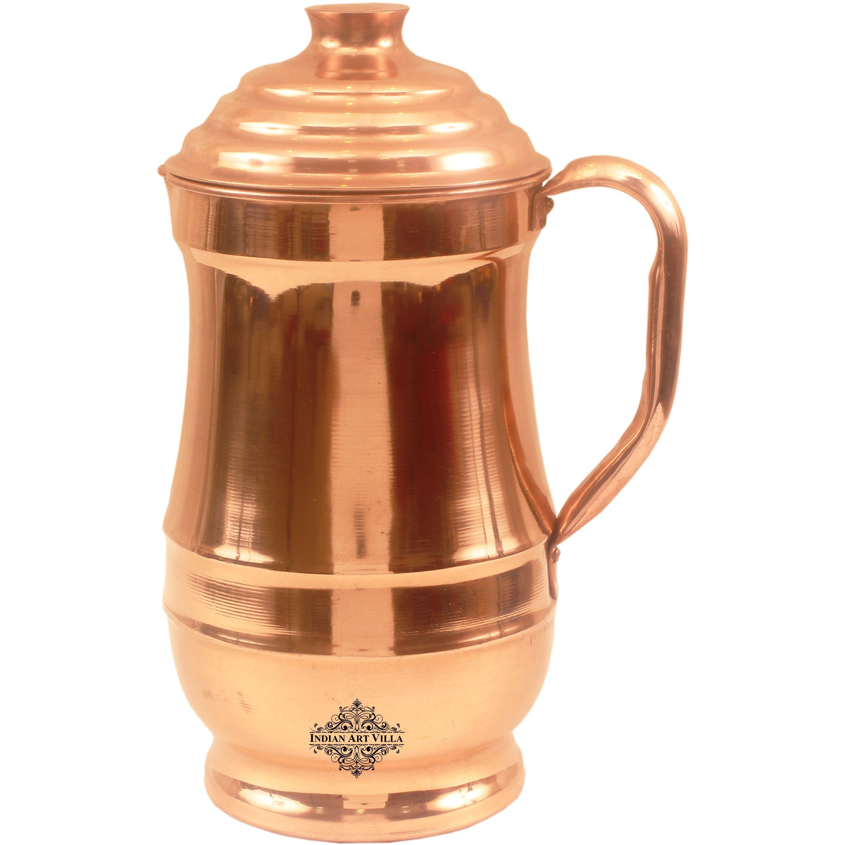 IndianArtVilla Copper Maharaja Jug Pitcher with Lid Serving Water 47 OZ