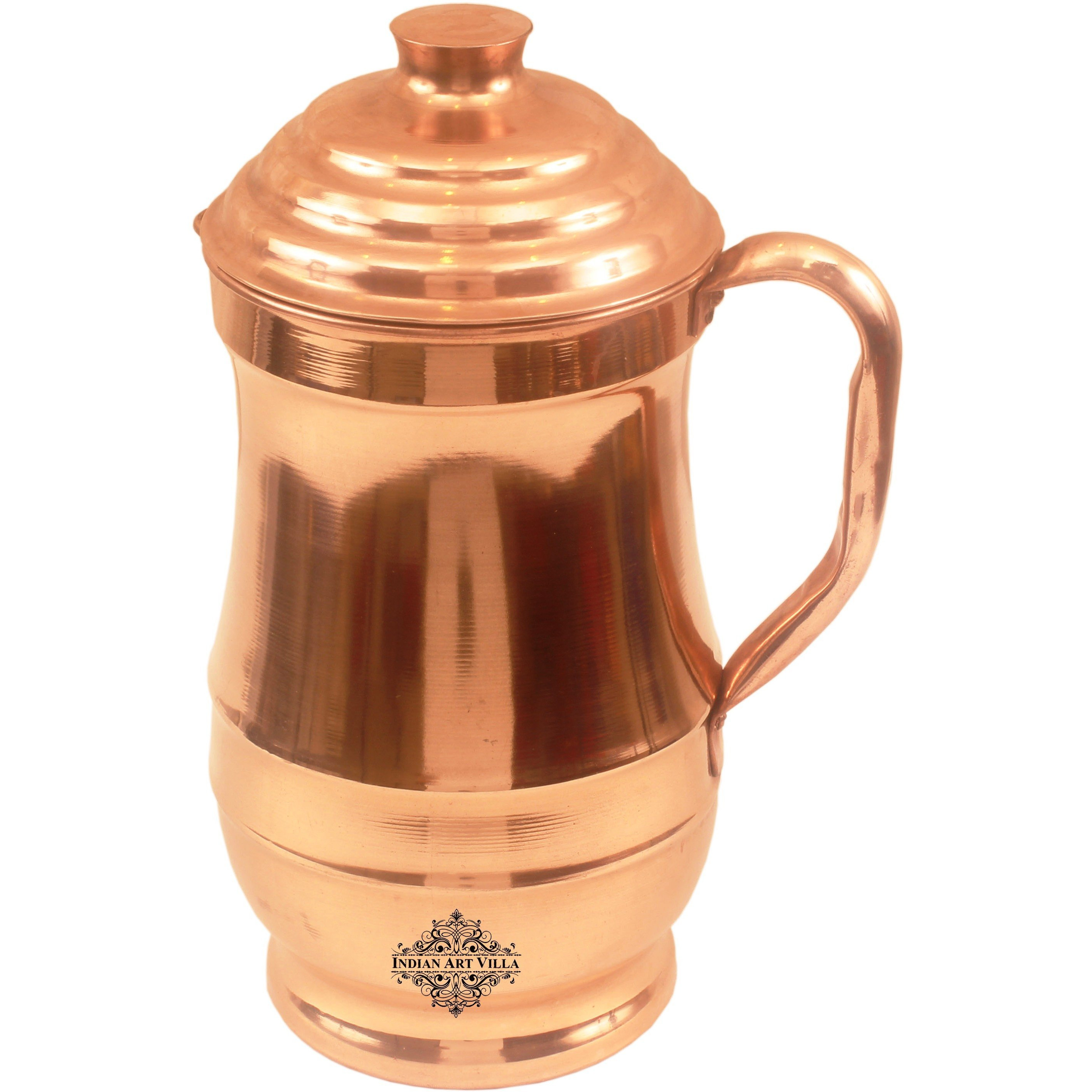 IndianArtVilla Copper Maharaja Jug Pitcher with Lid Serving Water 47 OZ