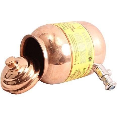 IndianArtVilla Copper Water Pot Container Small size approx 50 OZ