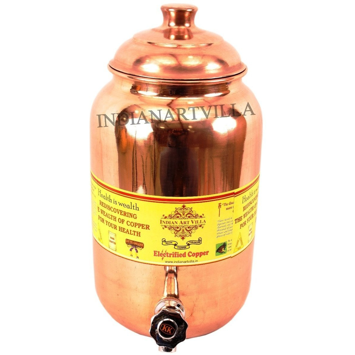 IndianArtVilla Pure Copper Long Jal Dhara Tank Water Pot 152 OZ