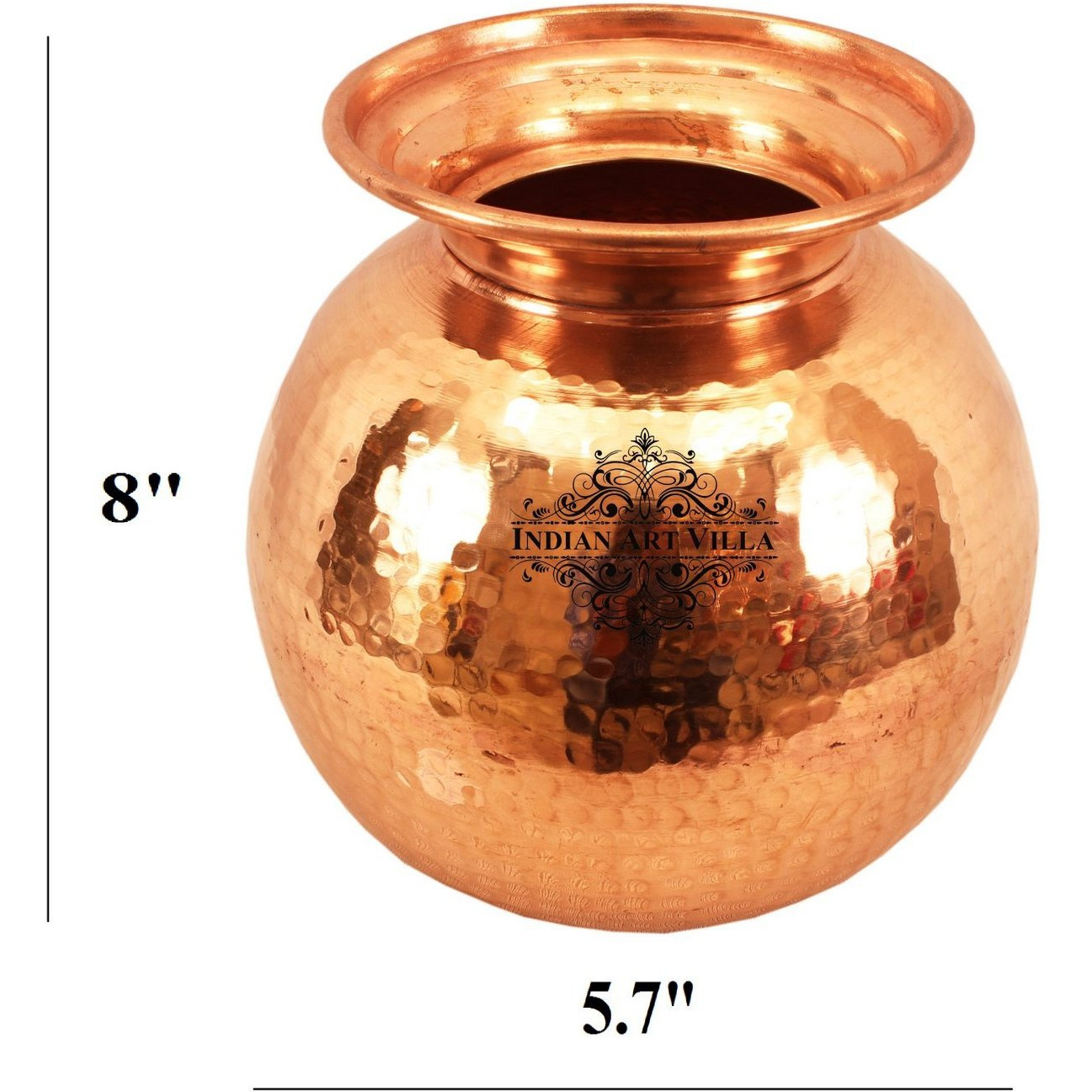IndianArtVilla Pure Copper Water Pot Container with LidAyurveda Healing 135 OZ
