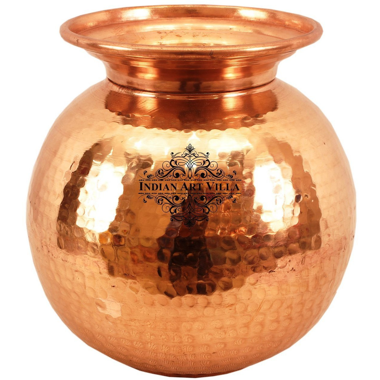 IndianArtVilla Pure Copper Water Pot Container with LidAyurveda Healing 135 OZ