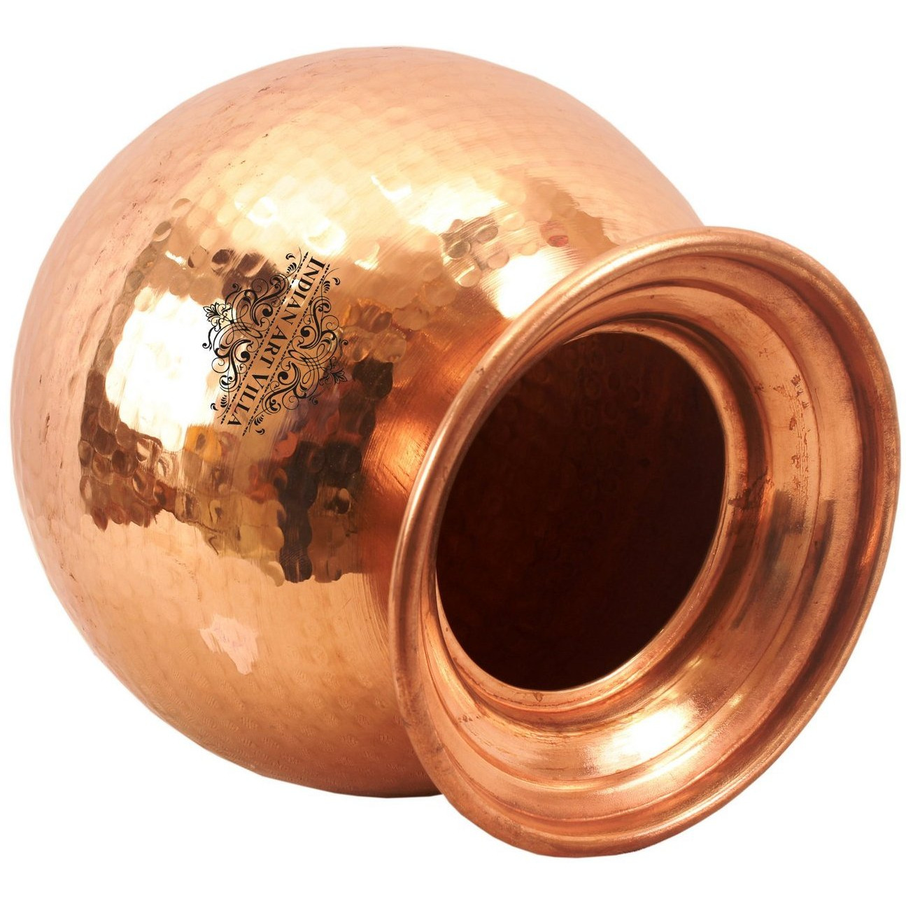 IndianArtVilla Pure Copper Water Pot Container with LidAyurveda Healing 135 OZ