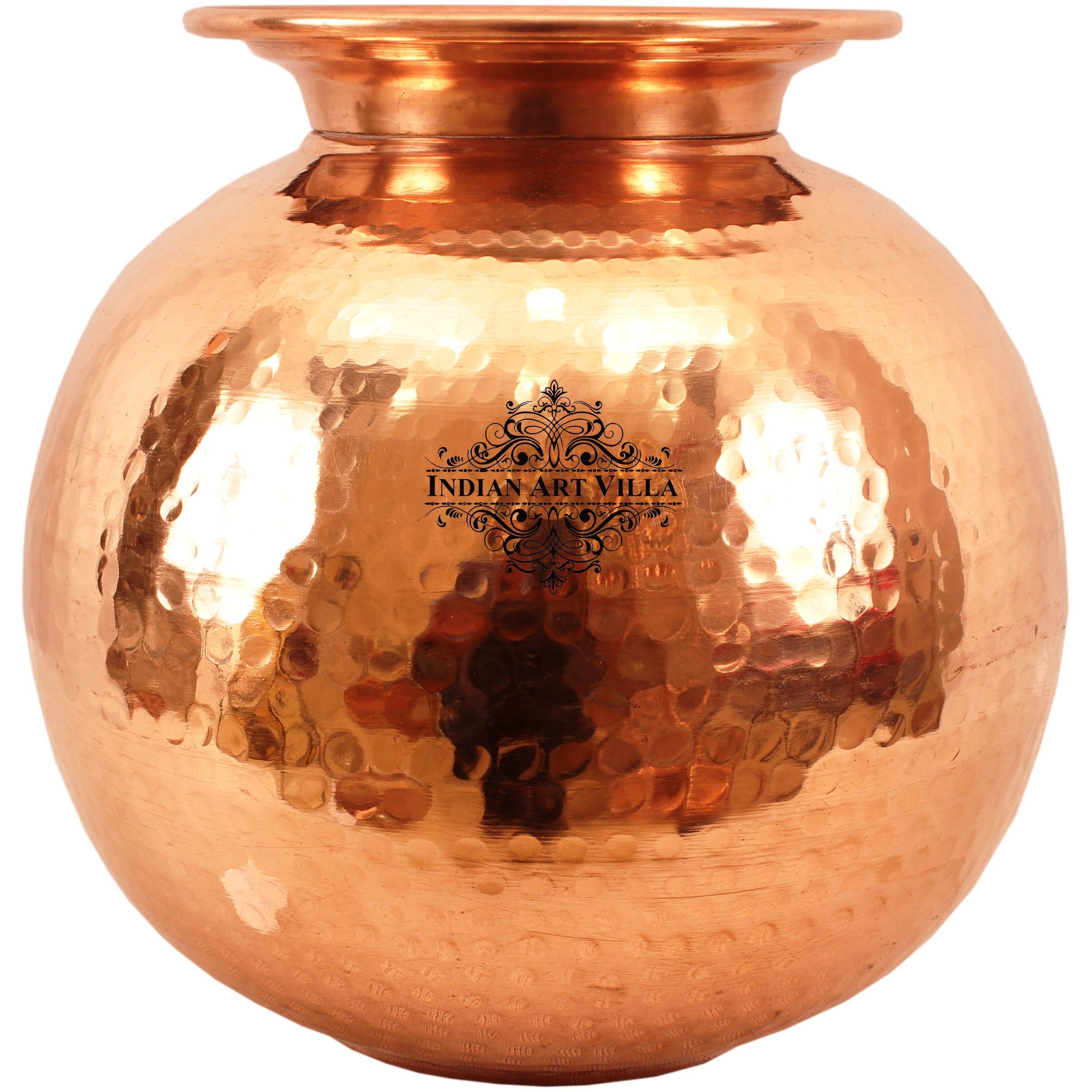 IndianArtVilla Pure Copper Water Pot Container with LidAyurveda Healing 371 OZ