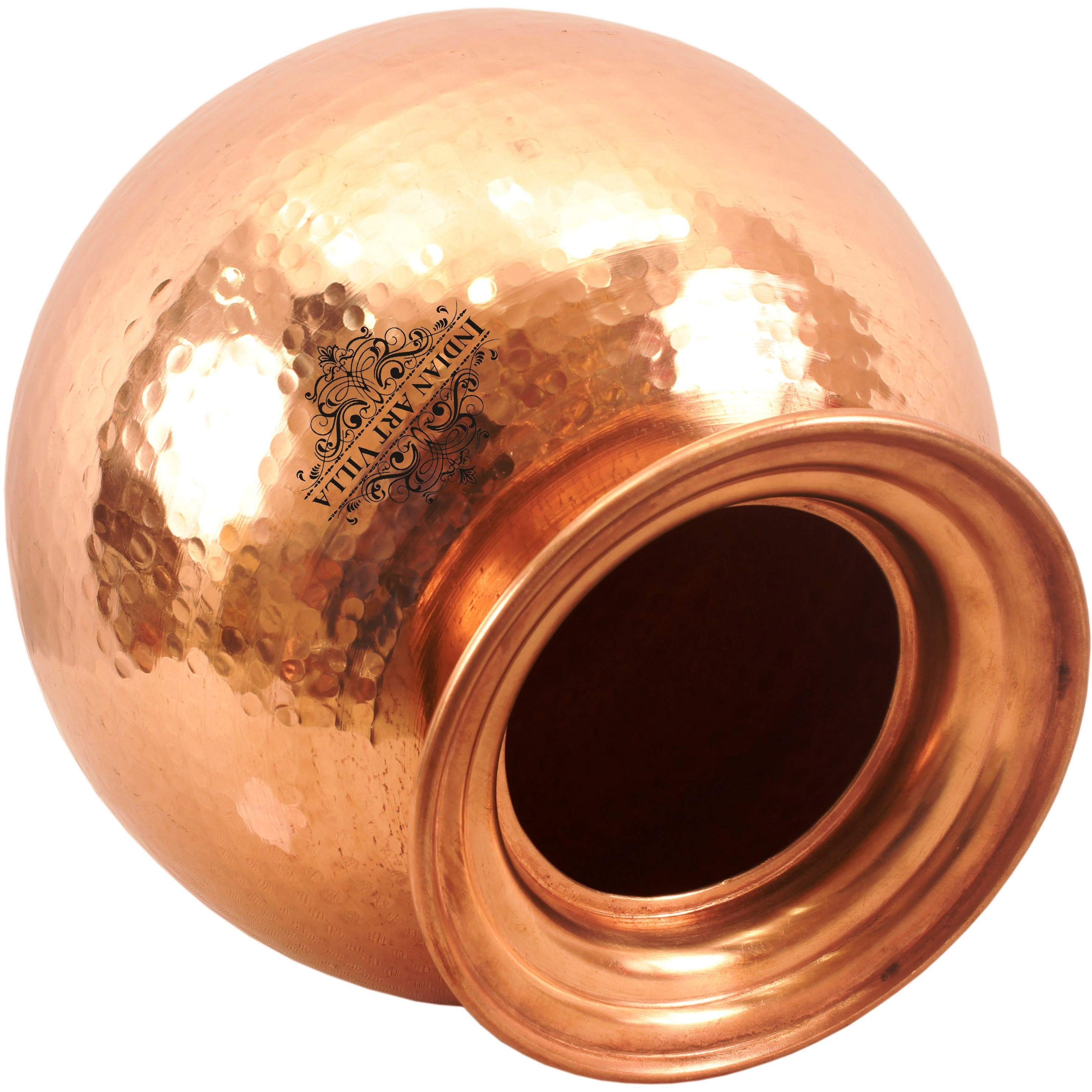 IndianArtVilla Pure Copper Water Pot Container with LidAyurveda Healing 473 OZ
