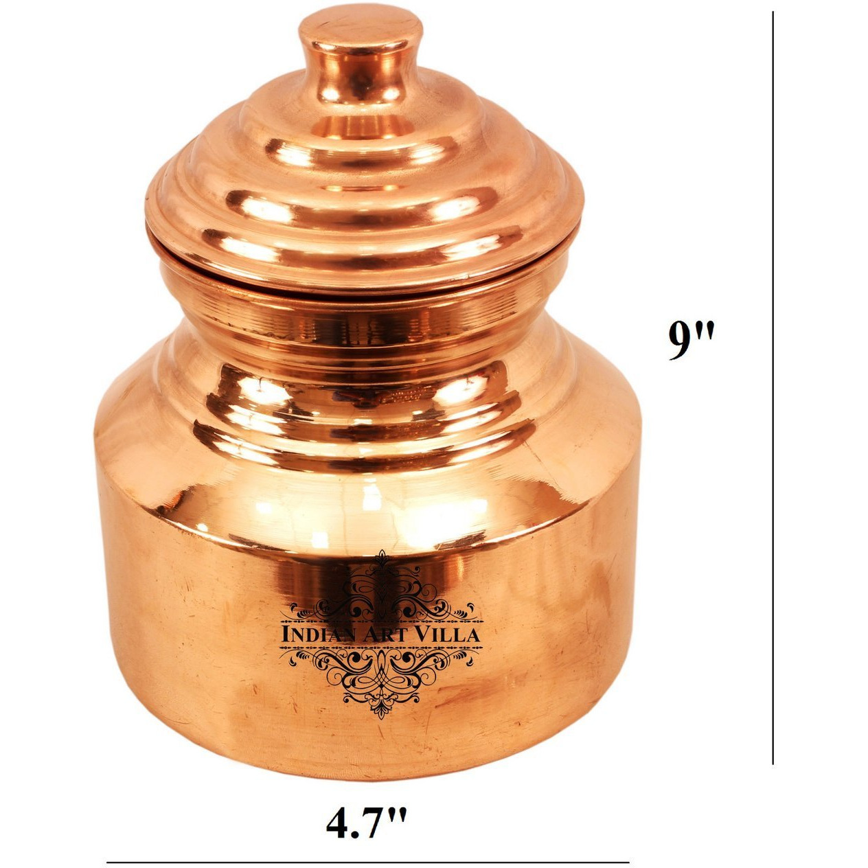 IndianArtVilla Copper Chari Water Pot Container & LidAyurveda Healing 85 OZ