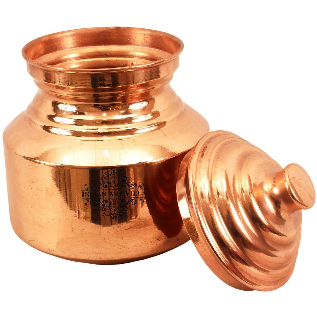 IndianArtVilla Copper Chari Water Pot Container & LidAyurveda Healing 85 OZ