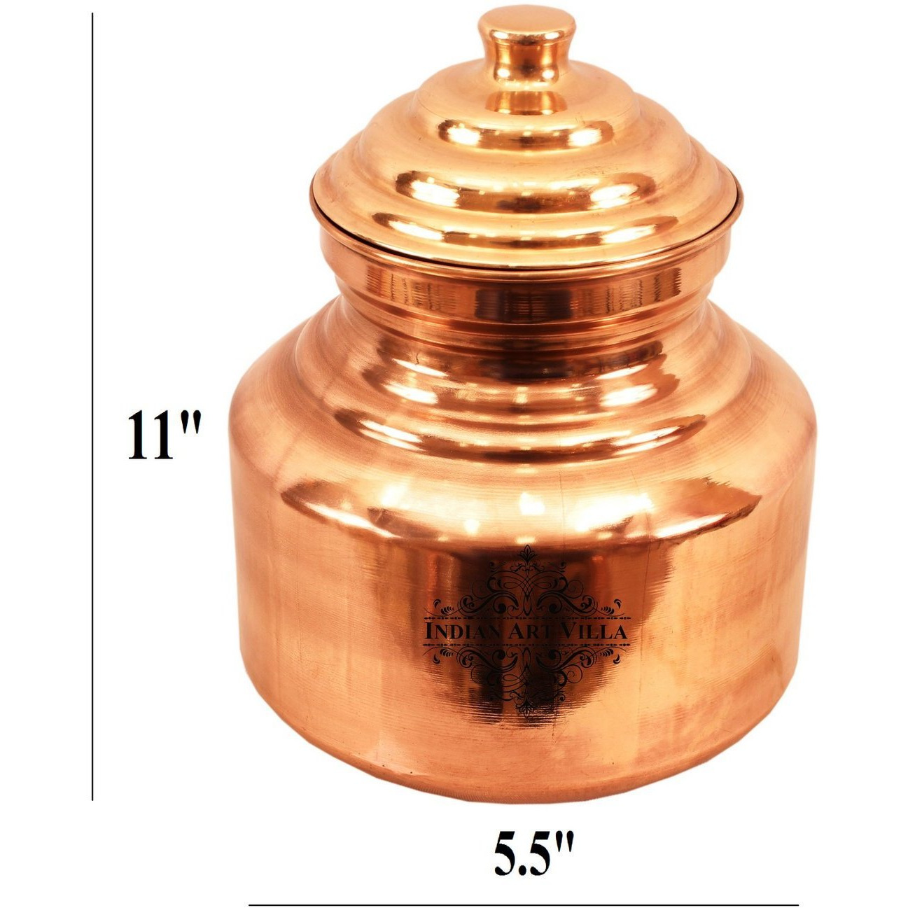 IndianArtVilla Copper Chari Water Pot Container & LidAyurveda Healing 157 OZ