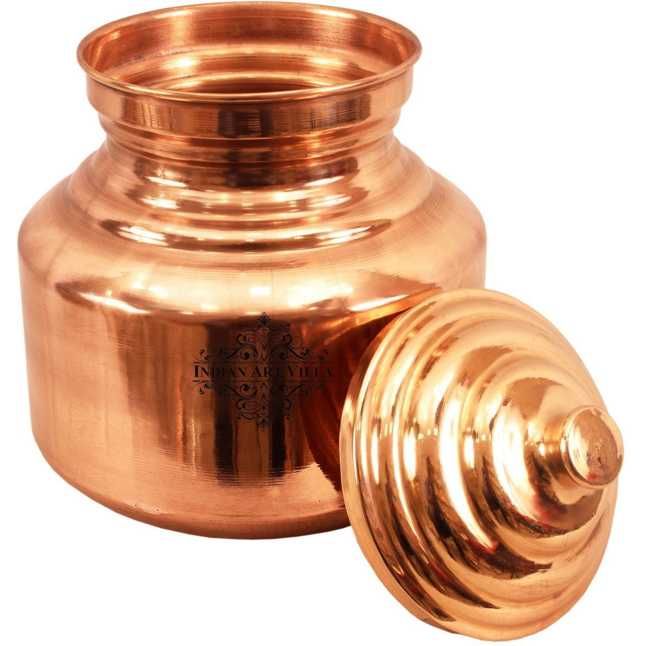 IndianArtVilla Copper Chari Water Pot Container & LidAyurveda Healing 157 OZ