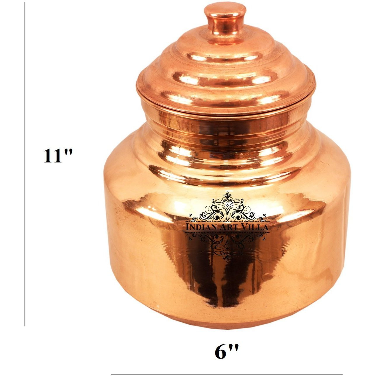 IndianArtVilla Copper Chari Water Pot Container & LidAyurveda Healing 192 OZ