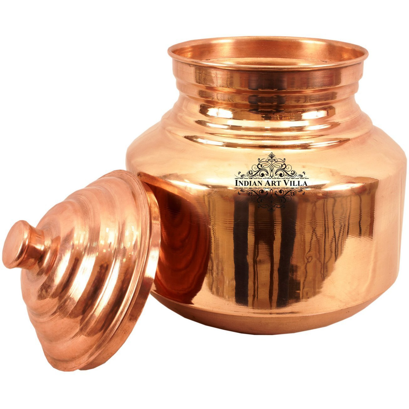 IndianArtVilla Copper Chari Water Pot Container & LidAyurveda Healing 192 OZ