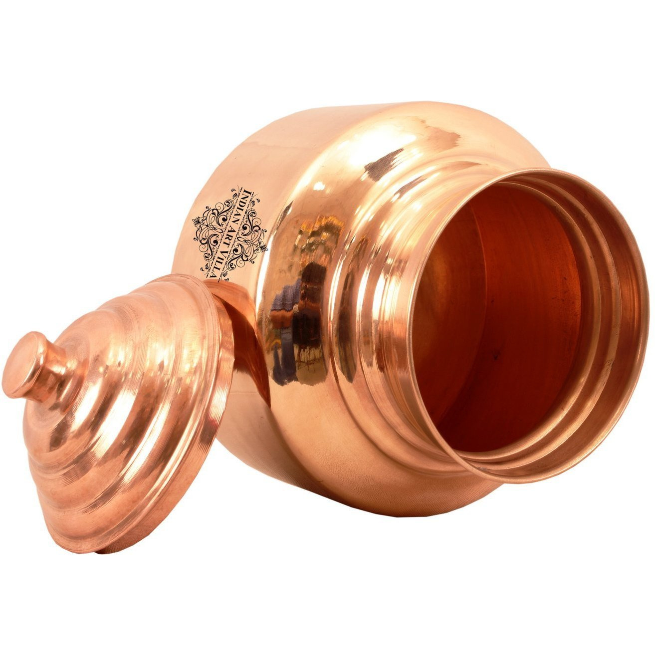 IndianArtVilla Copper Chari Water Pot Container & LidAyurveda Healing 192 OZ