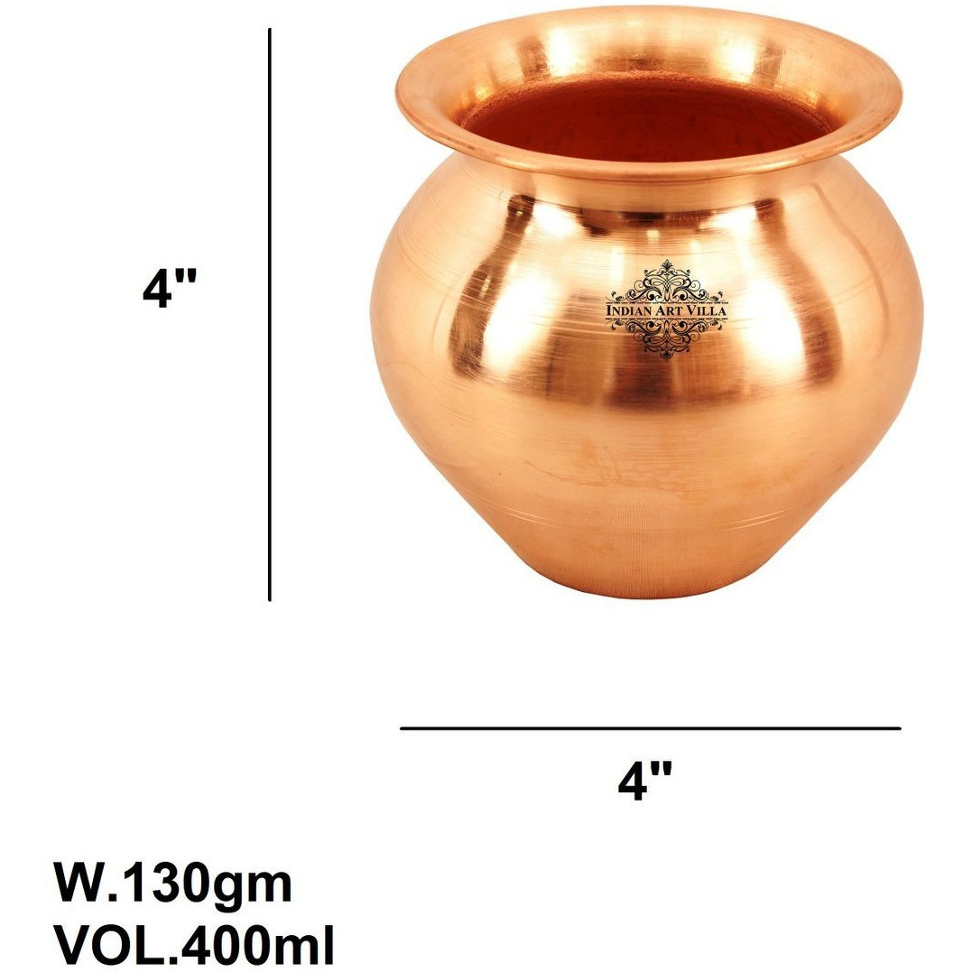 IndianArtVilla Pure Copper Lota PotWater Storage PotGood Health Benefit 13 OZ
