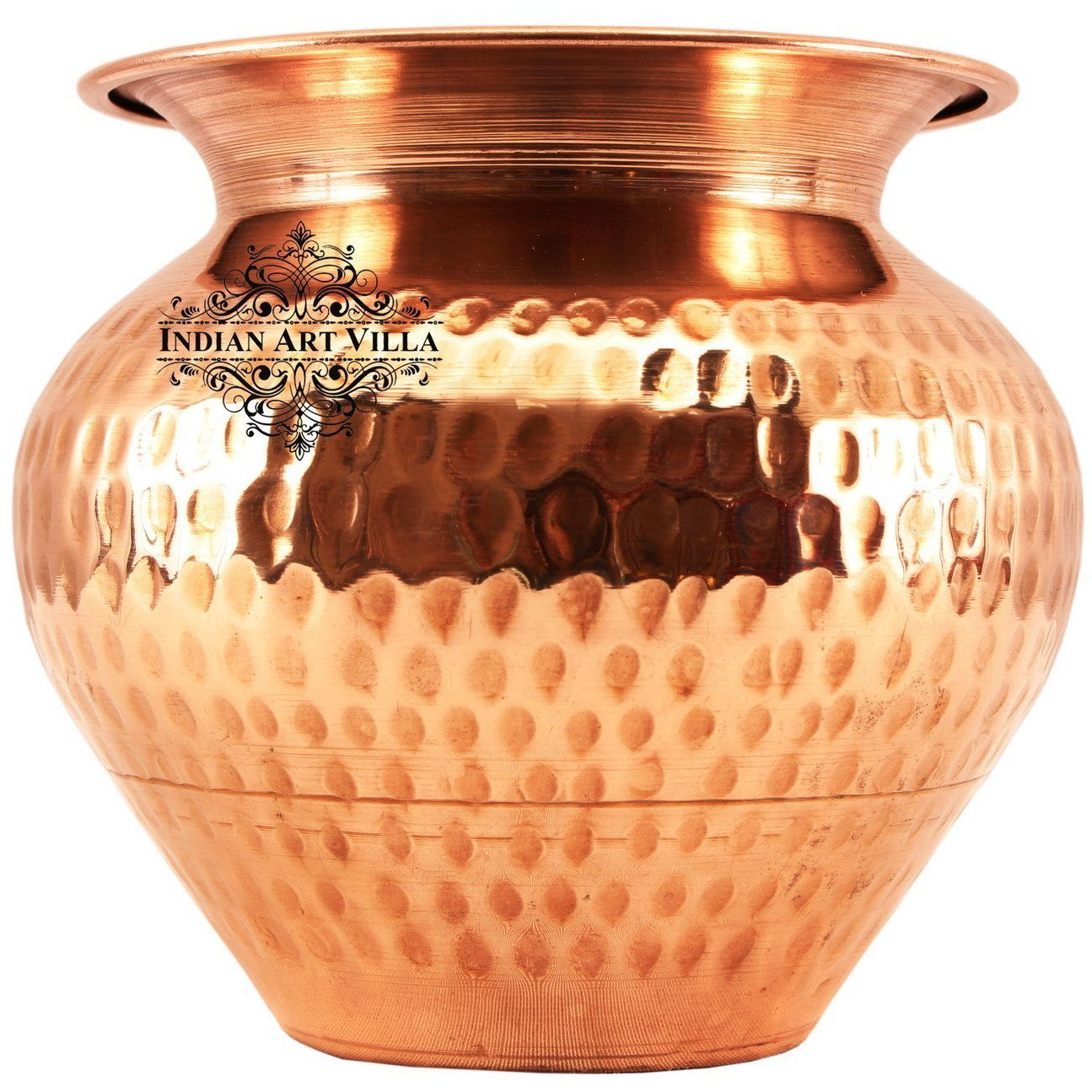 IndianArtVilla Copper Hammered Lota Kalash ContainerAyurveda Healing 33 OZ