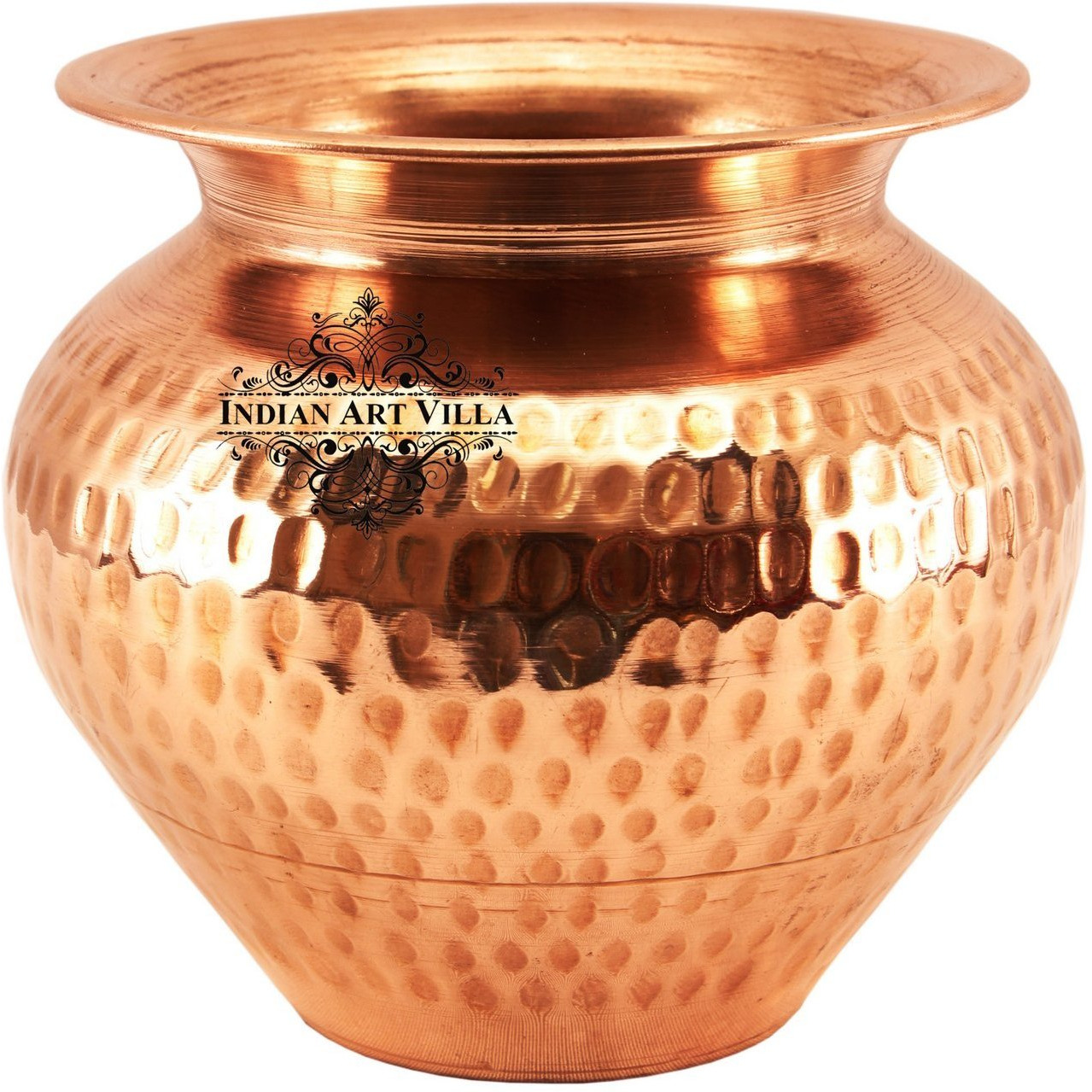 IndianArtVilla Copper Hammered Lota Kalash ContainerAyurveda Healing 33 OZ