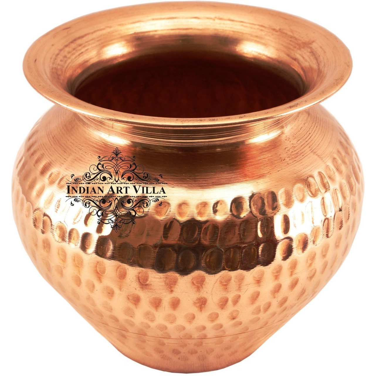 IndianArtVilla Copper Hammered Lota Kalash ContainerAyurveda Healing 33 OZ