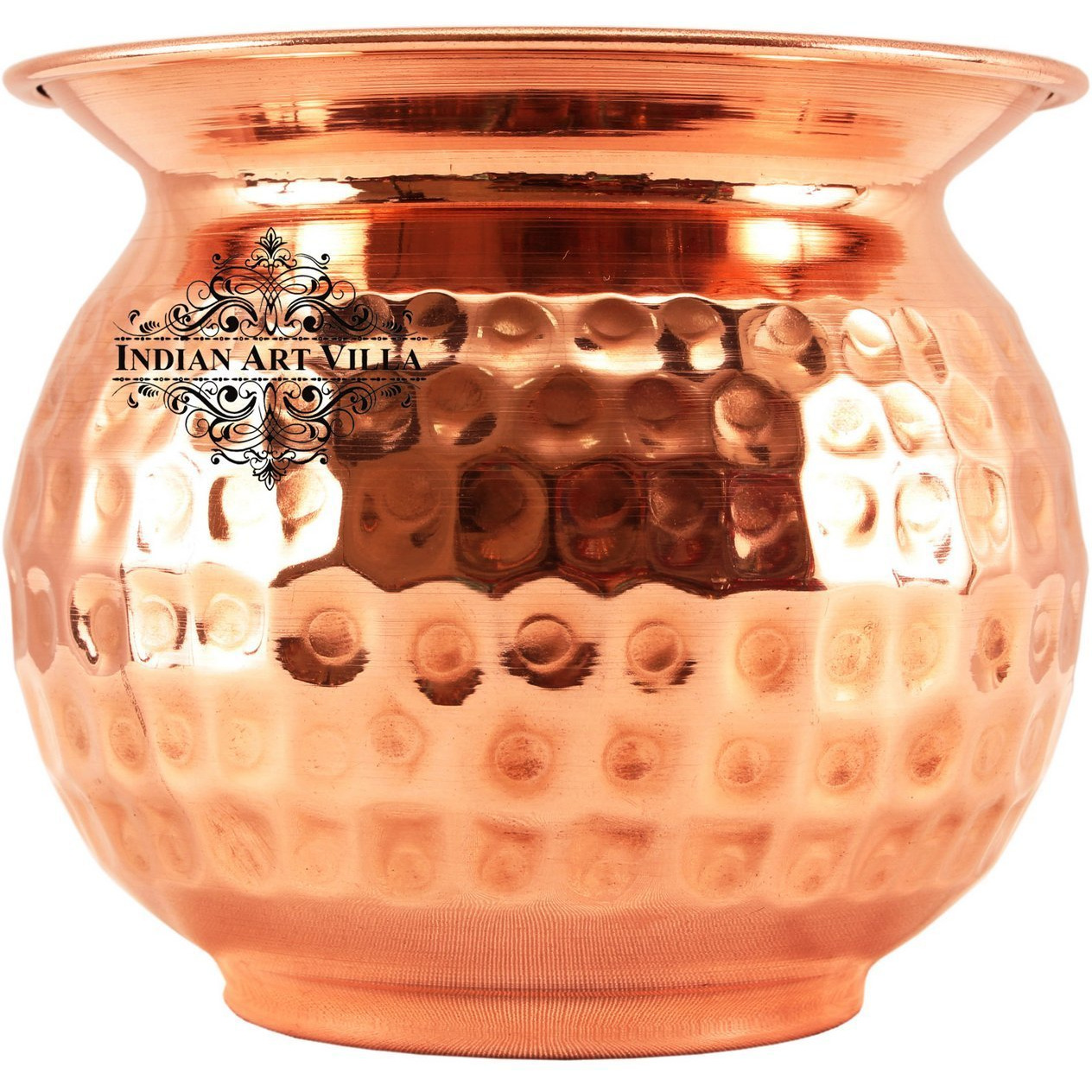 IndianArtVilla Copper Hammered Lota Kalash ContainerAyurveda Healing 23 OZ
