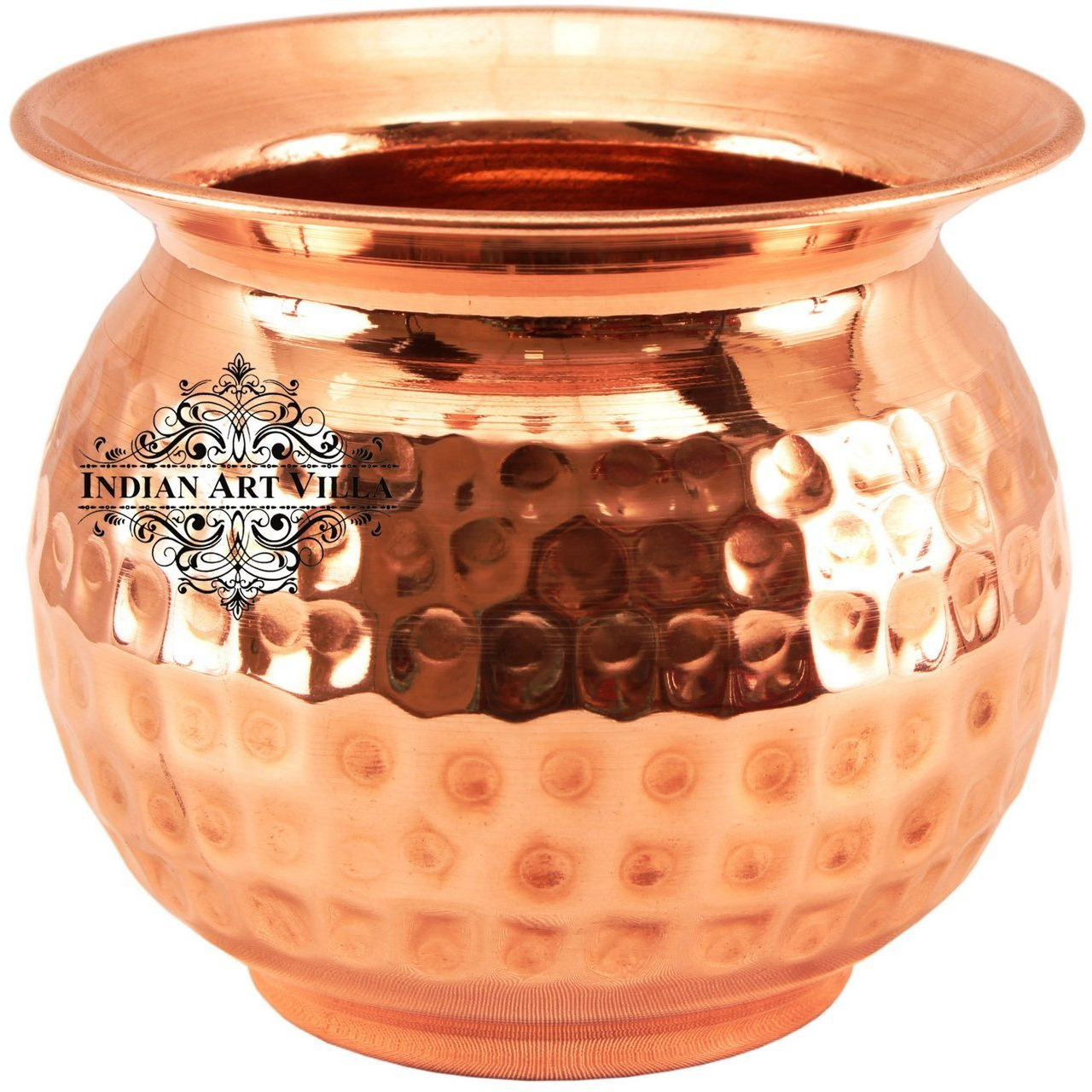 IndianArtVilla Copper Hammered Lota Kalash ContainerAyurveda Healing 23 OZ