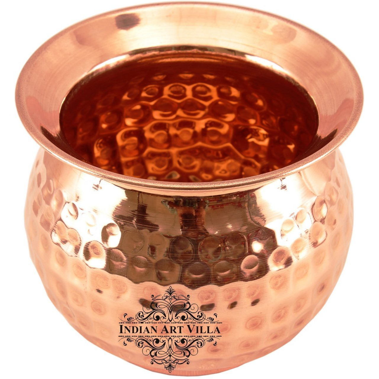 IndianArtVilla Copper Hammered Lota Kalash ContainerAyurveda Healing 23 OZ