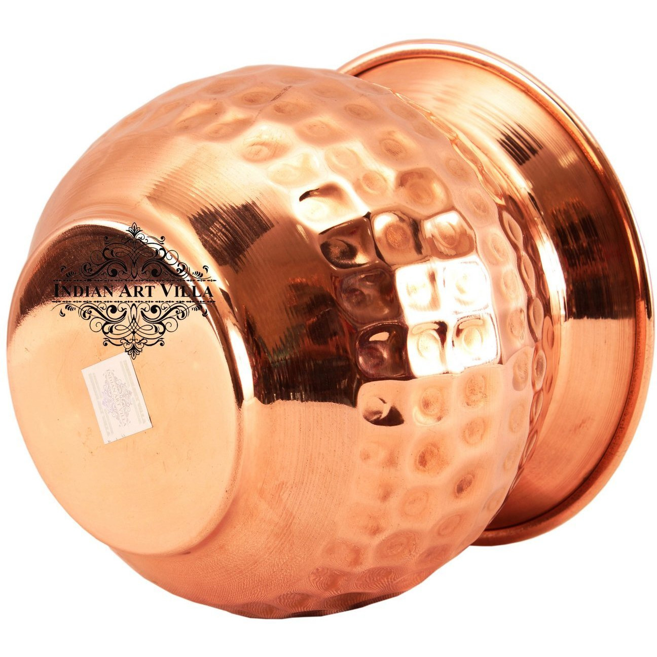IndianArtVilla Copper Hammered Lota Kalash ContainerAyurveda Healing 23 OZ