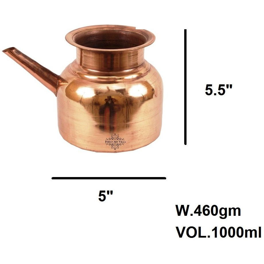 IndianArtVilla Copper Ramjhara Water Pot Storing & Serving Water 33 OZ
