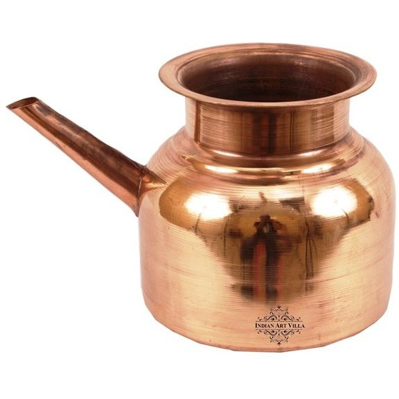 IndianArtVilla Copper Ramjhara Water Pot Storing & Serving Water 33 OZ