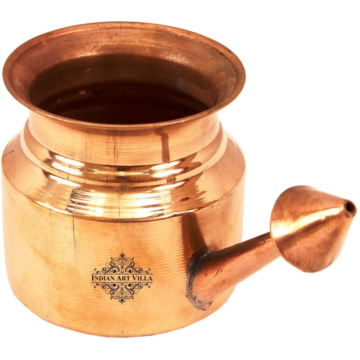 IndianArtVilla Pure Copper Netipot PotBenefit Yoga Ayurveda Healing 8 OZ