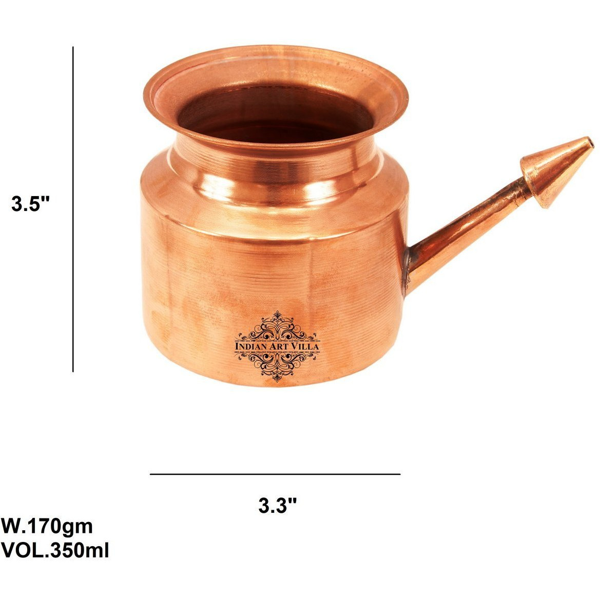 IndianArtVilla Pure Copper Netipot PotBenefit Yoga Ayurveda Healing 11 OZ