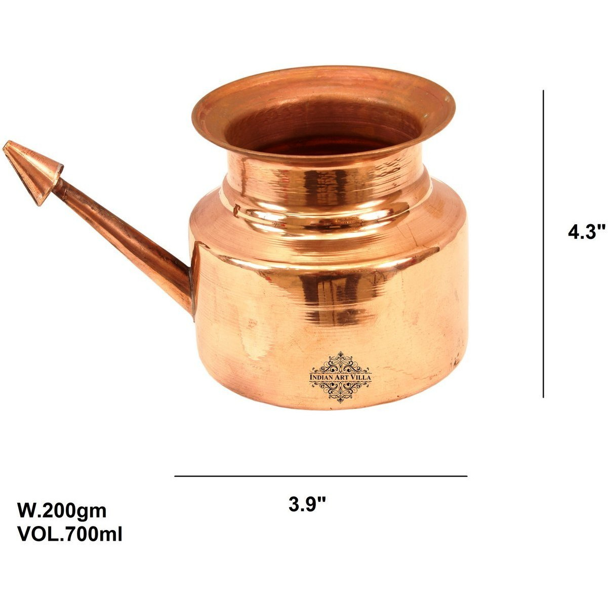 IndianArtVilla Pure Copper Netipot PotBenefit Yoga Ayurveda Healing 23 OZ