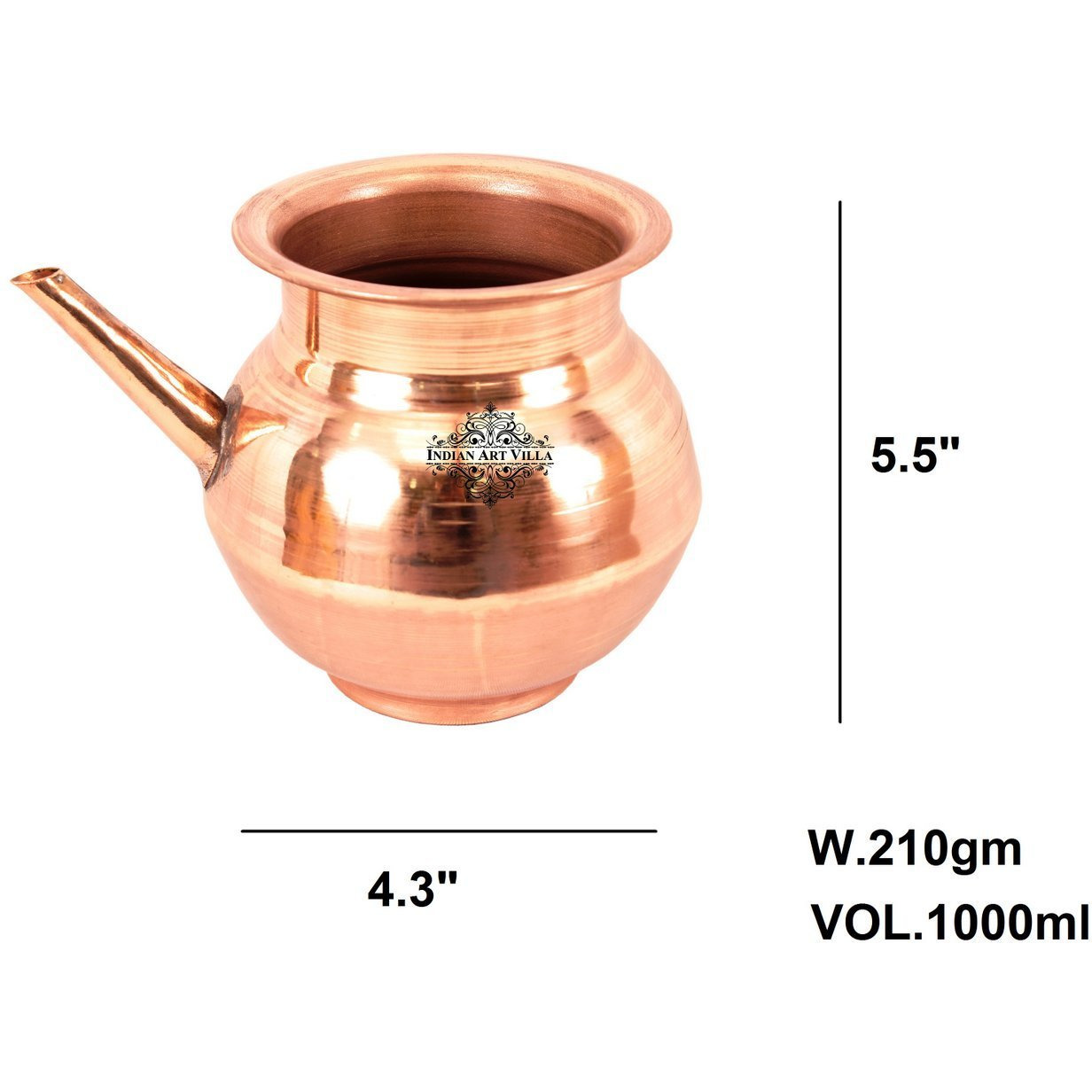 IndianArtVilla Pure Copper Karwa PotBenefit Yoga Ayurveda Healing 33 OZ
