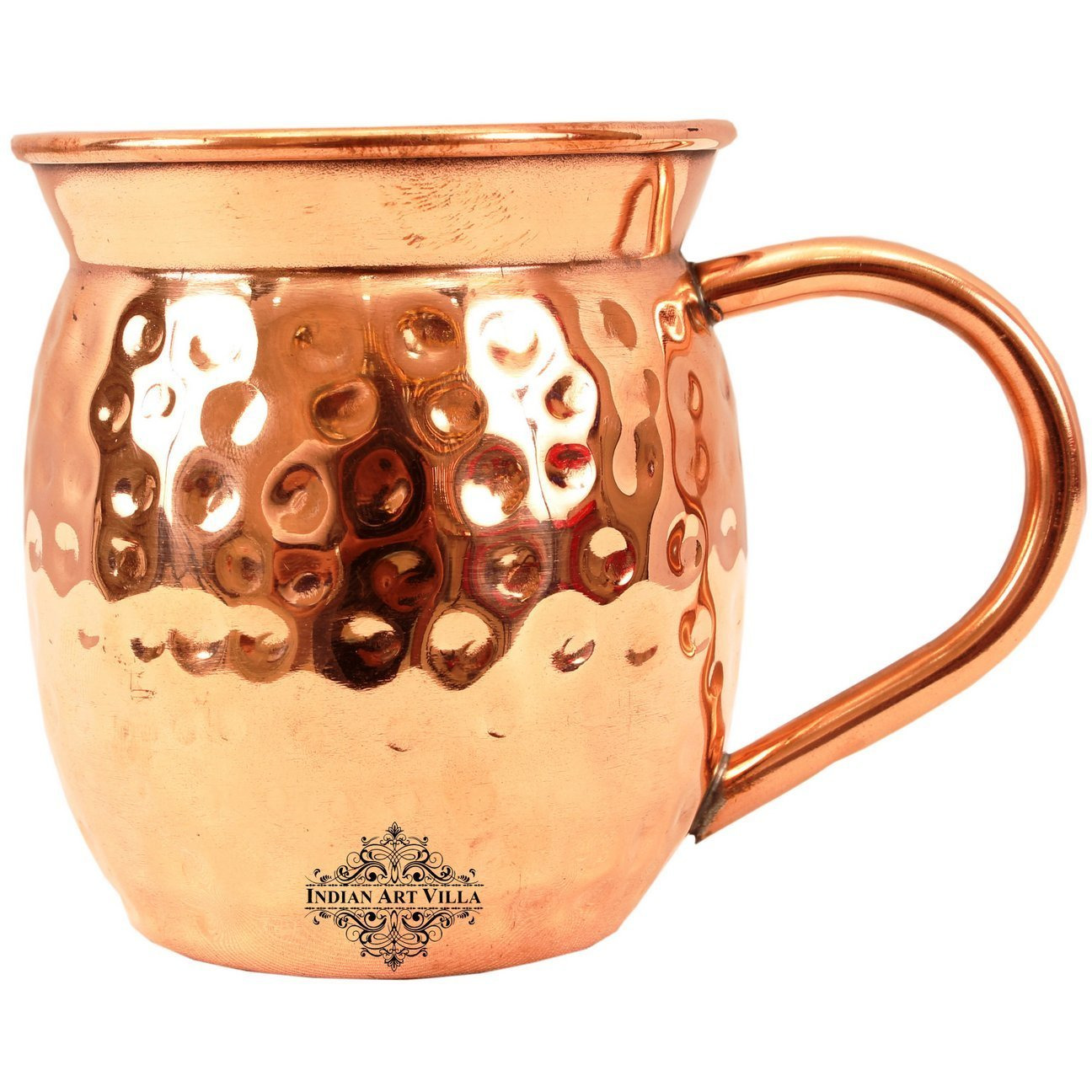 IndianArtVilla Copper Big Top Round Hammered Beer Mug Moscow Mule Cup 20 OZ