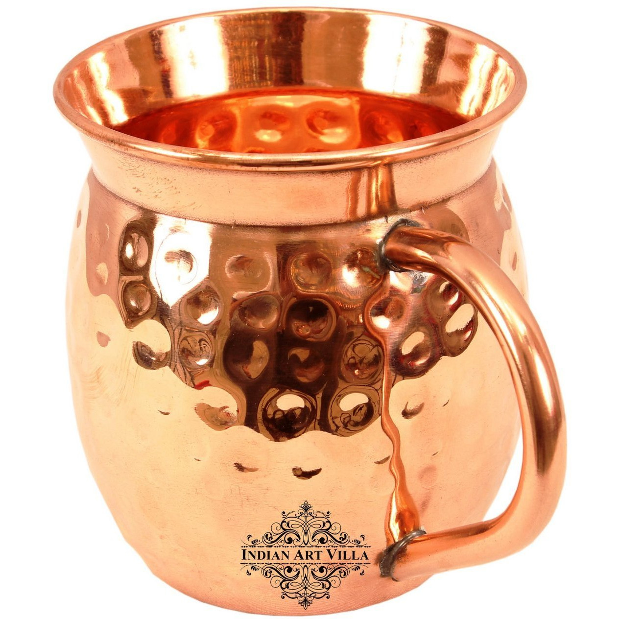 IndianArtVilla Copper Big Top Round Hammered Beer Mug Moscow Mule Cup 20 OZ