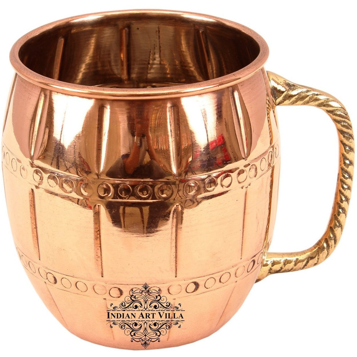IndianArtVilla Copper Nickel 2 Ring Designer Beer Mug Moscow Mule Cup 19 OZ