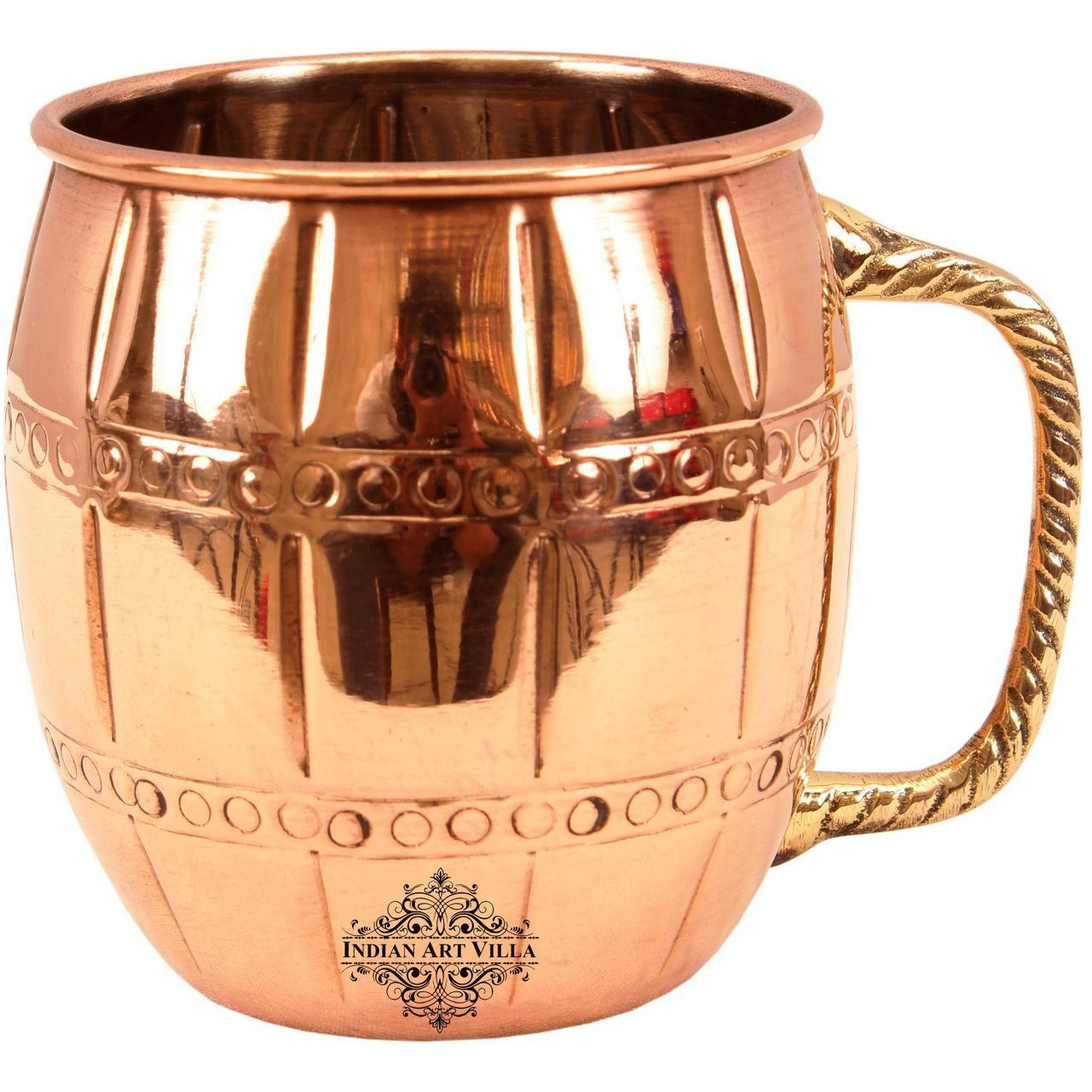 IndianArtVilla Copper Nickel 2 Ring Designer Beer Mug Moscow Mule Cup 19 OZ