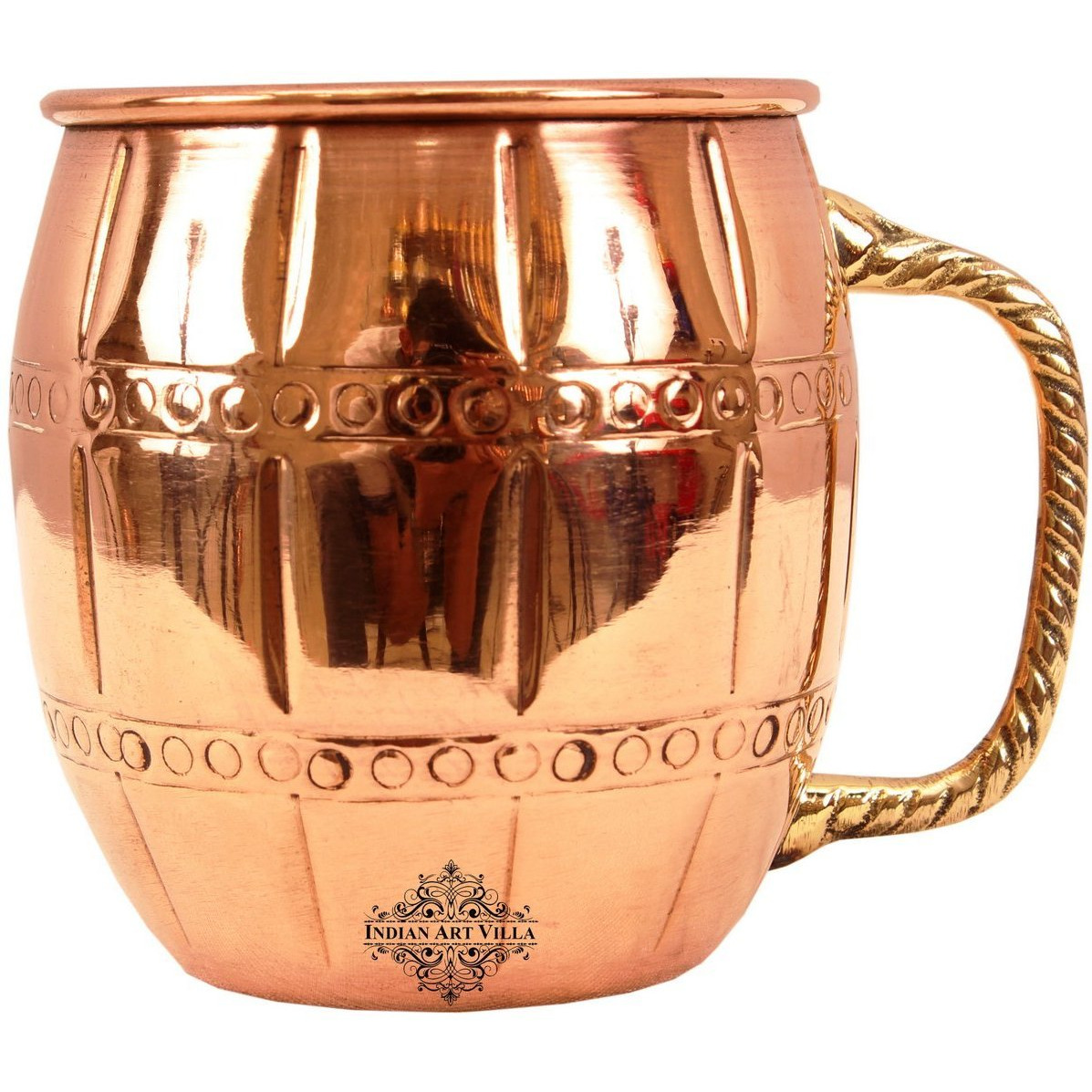 IndianArtVilla Copper Nickel 2 Ring Designer Beer Mug Moscow Mule Cup 19 OZ