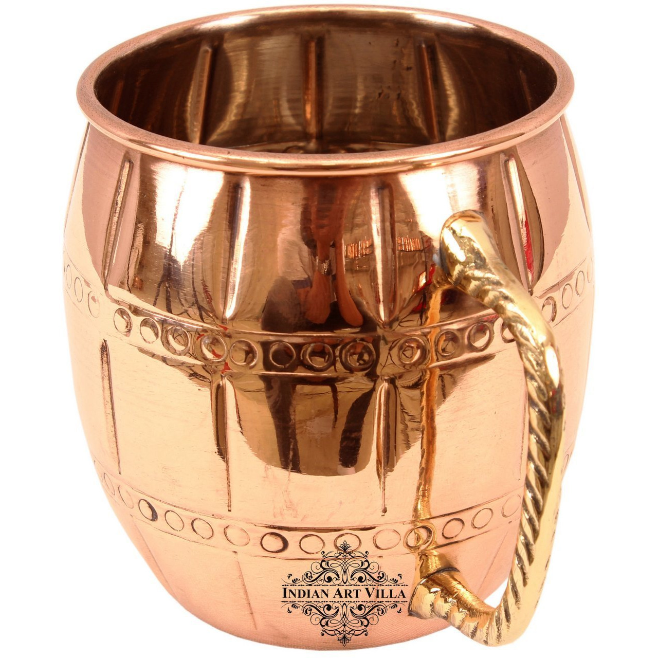 IndianArtVilla Copper Nickel 2 Ring Designer Beer Mug Moscow Mule Cup 19 OZ
