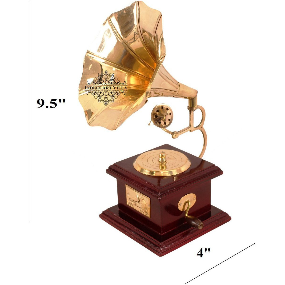 IndianArtVilla Brass Vintage Dummy Gramophone  Decorative Home Hotel